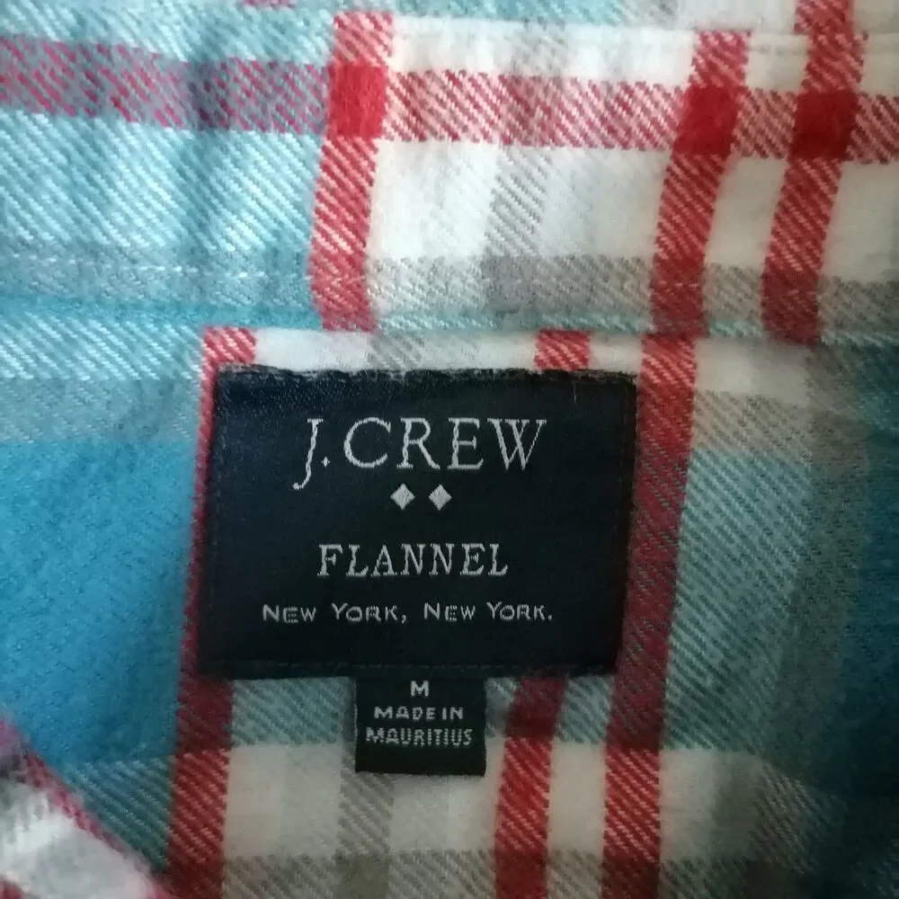 J. Crew Men's Blue Long Sleeve Collared Check Flannel Button Up Shirt Size M